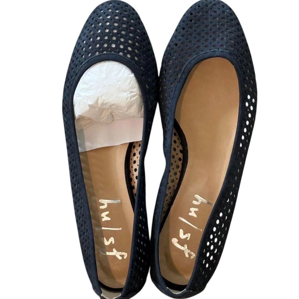 French Sole FS/NY League Black Perforated Ballet Flats Shoes Size 7